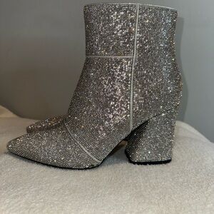 A New Day Glittering Silver Ankle Booties. Size 9.5